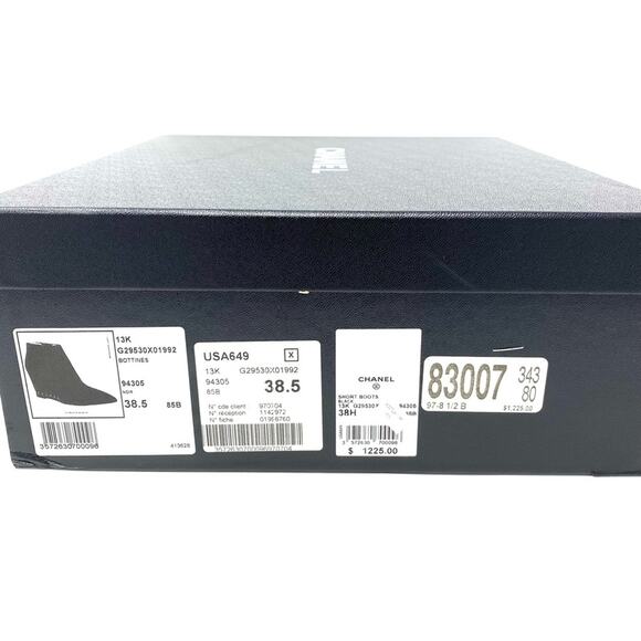 Chanel Black Leather Pointed Toe Wedge Boots w/ Chain Detail 38.5 - Picture 14 of 14